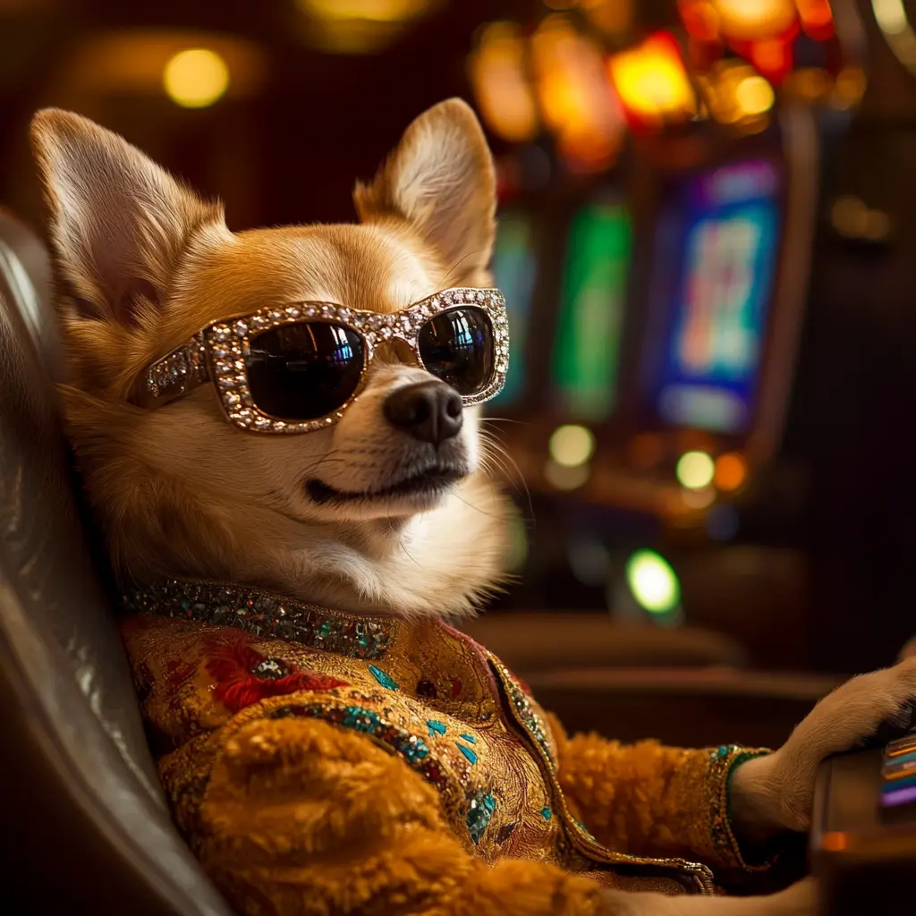 Собака в бриллиантах играет в автомат Diamond Doggies на деньги Собака в бриллиантах играет в автомат Diamond Doggies на деньги