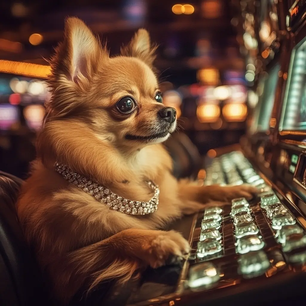 Собака в бриллиантах играет в автомат Diamond Doggies на деньги Собака в бриллиантах играет в автомат Diamond Doggies на деньги